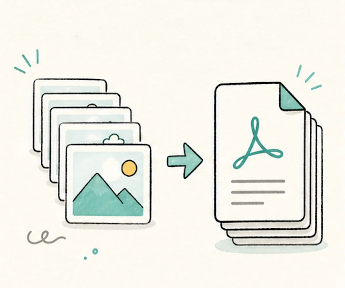 Molti file immagine PNG uniti in un PDF multipagina